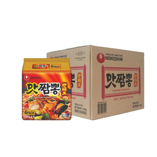 Nongshim Champong Noodle Soup Spicy Seafood Flavor 1 Box Has 32