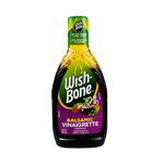 Wishbone Balsamic Vinaigrette dressing bottle with label, used for salads and groceries.