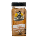 United Turmeric Powder in a spice jar, showcasing bright yellow turmeric powder for cooking and health uses.
