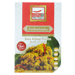 Mae Supen Kua Kling Paste in a jar, Thai spicy chili paste used in cooking, featuring vibrant red color and traditional packaging.