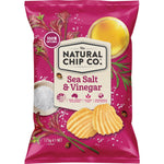 Cracker snack with sea salt and vinegar flavor by The Natural Chip Co. shown in the image