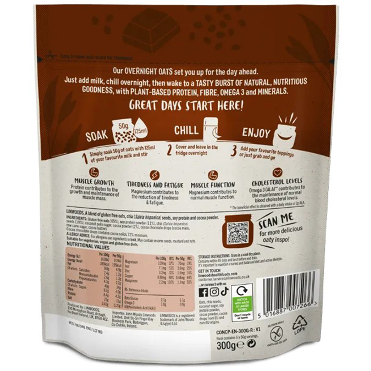 Linwoods Chocolate Protein Overnight Oats