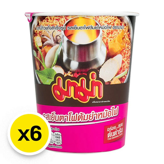 Mama Cup Instant Noodles Yentafo Tom Yum Mohfai 60g x6