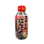 Ebara Sutamina Ninniku No Tare 270g bottle of garlic sauce in clear plastic container, showing label and product details.
