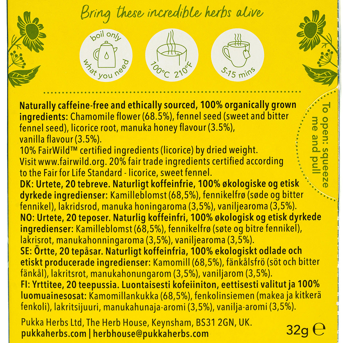 Pukka Chamomile, Vanilla & Manuka Honey Tea Caffeine Free
