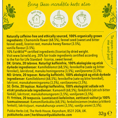 Pukka Chamomile, Vanilla & Manuka Honey Tea Caffeine Free