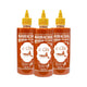 Three 510g bottles of J-LEK Sri Racha Chili Sauce with Mustard, showcasing the colorful sauce bottles with labels.