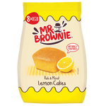 Mr.Brownie Lemon Cake, a confectionery snack with a lemon-flavored baked dessert topped with frosting and lemon slices.