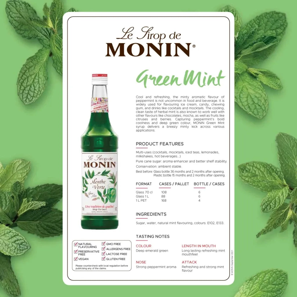 Monin Green Mint Syrup 700ml