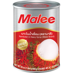 Canned Malee Rambutan in heavy syrup, sweet tropical fruit packed in syrup, ready for dessert or snacking.