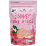 Allrite Strawberry Yogurt Rice Cake, a confectionery snack with strawberry flavor and yogurt coating, shown in the image.