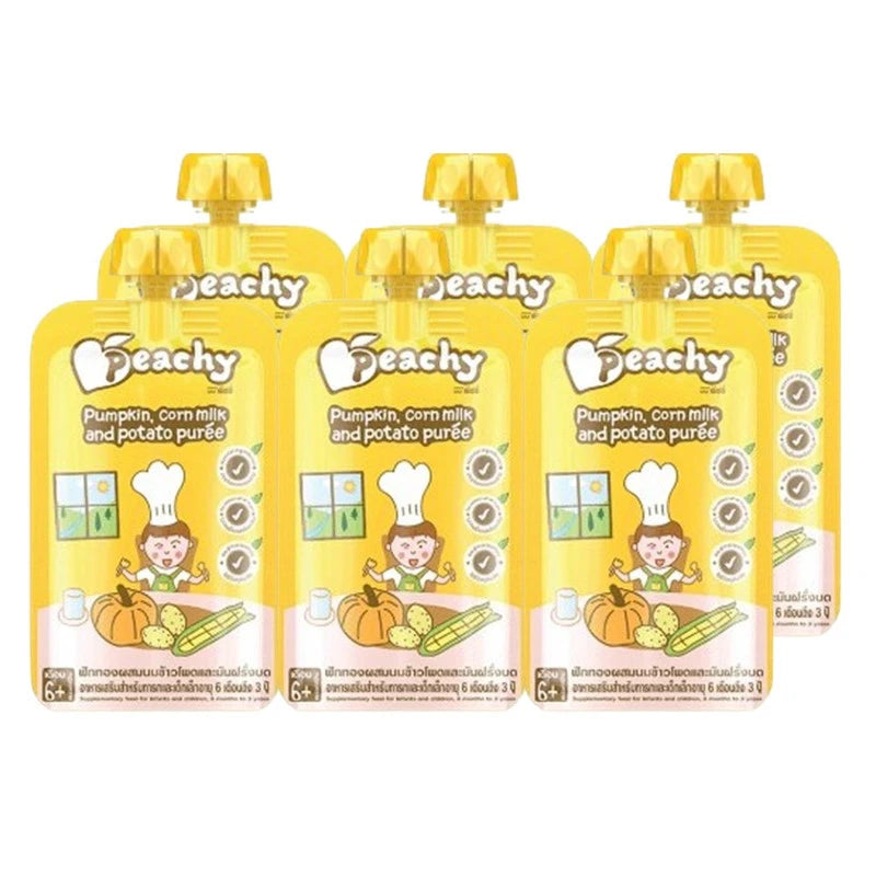 PEACHY Vegetable and Fruit Flavor Pack, 6-bag set of assorted flavors for snacks or cooking, displayed in individual packaging.