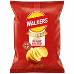 Walkers Ready Salted Crisps in a bowl, showing golden, crispy potato snacks from the Walkers confectionery snack line.