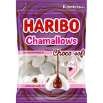 Haribo Chamallows Choco Soft confectionery snacks featuring soft marshmallow treats with chocolate coating, ideal for snacking.