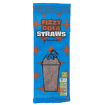 Sainsbury's Fizzy Cola Straw Sweets in clear plastic bag, colorful chewy confectionery snacks with fizzy cola flavor.