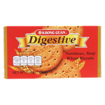Khong Guan Digestive Biscuits, crunchy confectionery snacks in a package, golden-brown biscuits with a textured surface.