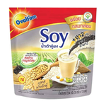 Ovaltine Soy drink with black and white sesame seeds in a glass, showcasing a nutritious beverage with sesame toppings.