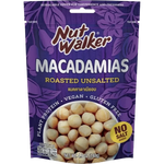 Roasted unsalted macadamia nuts in a bowl, offered by Nut Walker, gourmet confectionery snack with crunchy, creamy texture