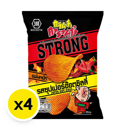Karamucho Strong Potato Chip Ridge Cut Super Hot Chili 40g x4