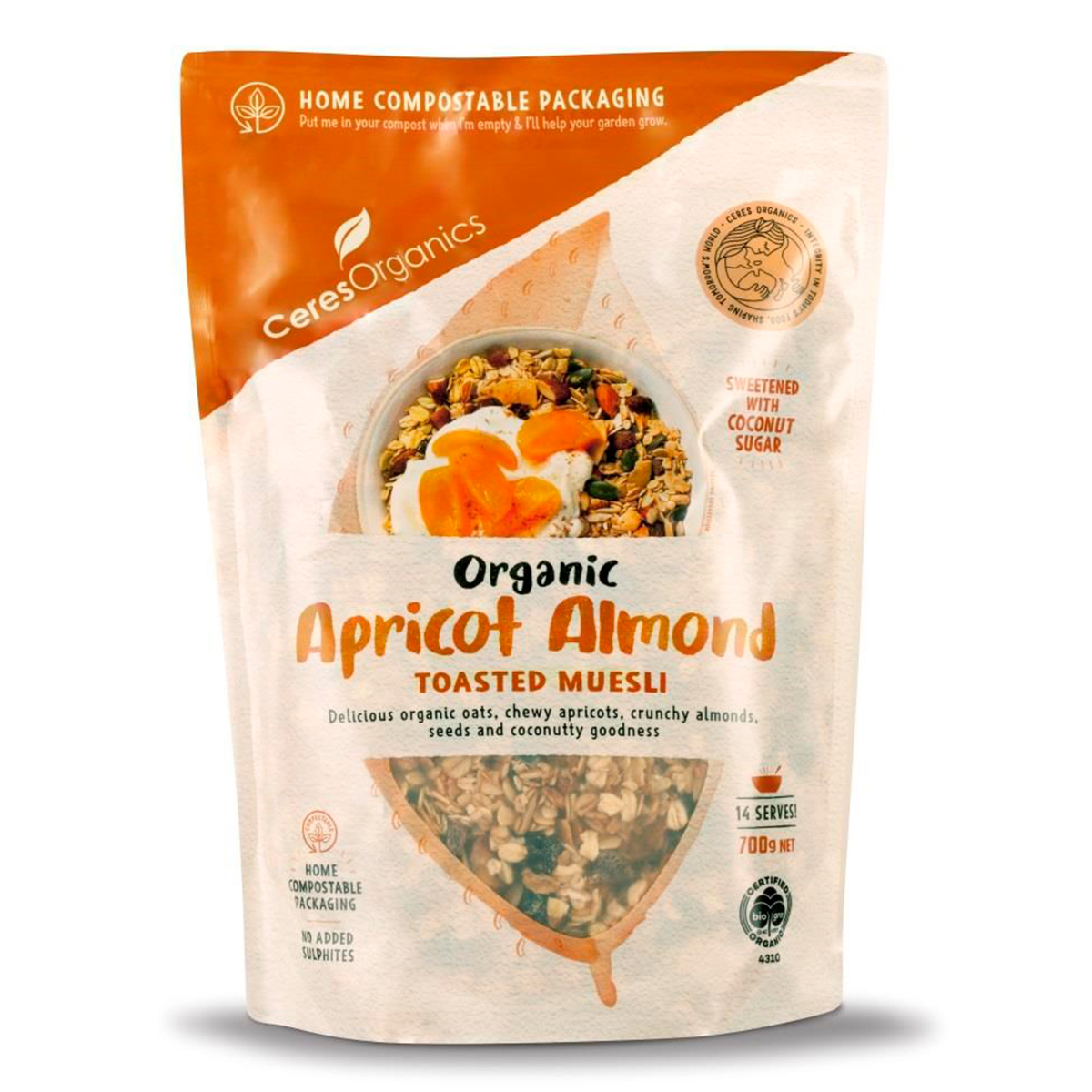 Ceres Organics Muesli Apricot Almond Toasted Organic