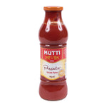 Mutti Tomato Puree 700g jar for cooking, labeled dry grocery product with red tomato images on the packaging.