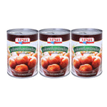 Canned Brook tomatoes in tomato juice, 20-pack, dry grocery product, with ripe tomatoes visible through the label on the can.