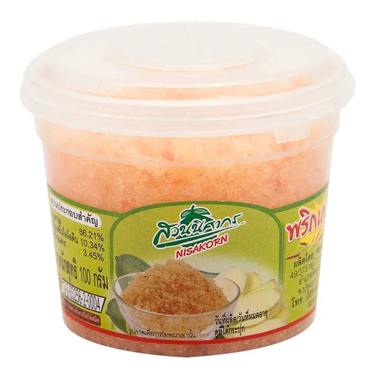 Makro mixed dipping salt and sugar in a single container, used for flavoring and garnishing dishes.