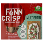 Finn multigrain sourdough rye thins, crunchy confectionery snacks with a multigrain sourdough rye flavor and crisp texture.