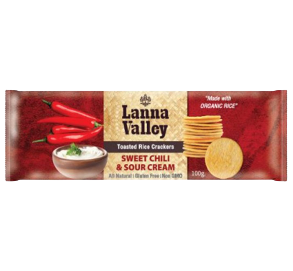Lanna Valley Organic Rice Crackers Sweet Chili & Sour Cream