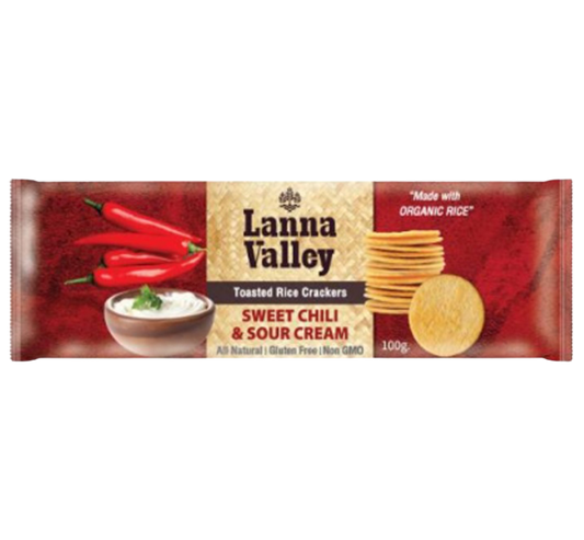 Lanna Valley Organic Rice Crackers Sweet Chili & Sour Cream