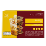 The Real Clean Snacks Co Brownie Thins Banoffee Pie, confectionery snack with thin, crispy brownie slices topped with banana and caramel flavor.