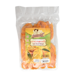 Dehydrated mango snack by Khunmaeju, showing bright orange slices with textured surface, perfect for sweet, chewy confectionery.