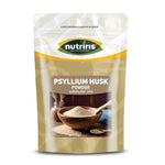 NUTRIRIS Psyllium Husk in dry grocery package, fine light brown fiber used for baking and dietary fiber supplements.