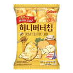 Haitai Honey Butter Chip pack of confectionery snacks with honey butter flavor, featuring colorful packaging and crispy chip images.