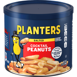 Planters Cocktail Peanuts Salted in a bowl, showing crunchy salted peanuts from the Planters snack brand.
