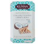 Kunna Coconut Extra Crispy Roll, a crunchy coconut-flavored confectionery snack in a clear wrapper with visible crispy texture.