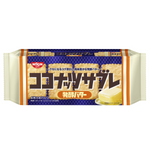 Nissin Coconut Rich Butter confectionery snack in a package, showcasing creamy coconut and butter flavor.