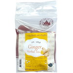 Im-Erb Ginger Tea drink in a clear glass, showcasing a warm, brewed ginger tea with fresh ginger slices visible inside.
