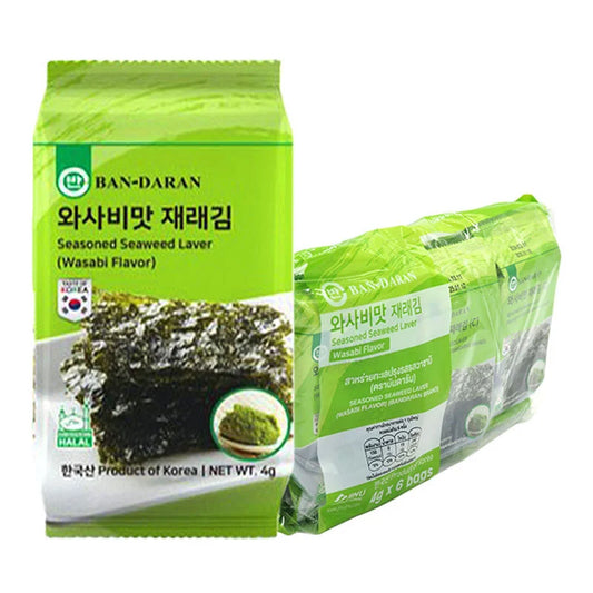 Bandaran Seasoned Seaweed Wasabi Flavor 6 Sachets 4g