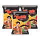 Spicy PAPRIKA Potato Extrude Snack Ramen flavor, 52g packs shown in a set of three, featuring colorful packaging and crispy snack pieces.