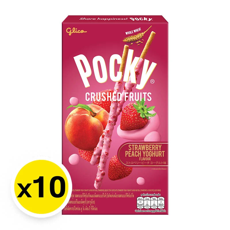 Pocky Crushed Fruit Strawberry Peach Yoghurt 38g x10