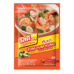 Package of Rosdee Menu Tomyum instant soup in a clear container, showcasing the spicy, flavorful Tomyum ingredients.