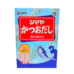 Shimaya Katsuo Dashi Karyu 1kg dry Japanese fish broth powder in a clear package, ideal for authentic cooking.