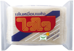 Wai Wai Rice Vermicelli pack showing thin, white rice noodles in a clear plastic bag with Wai Wai branding.