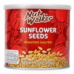 Nut Walker roasted and salted sunflower seeds in a clear bowl, showcasing the crunchy, salted snack.