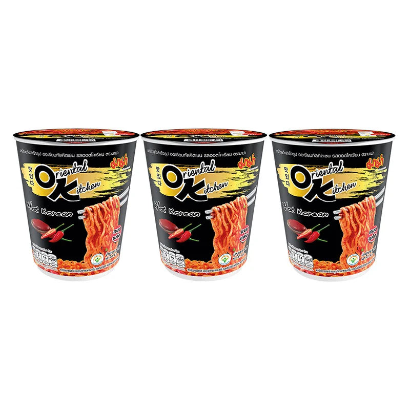 MAMA Oriental Kitchen Instant Cup Noodles Hot Korean 80g x3
