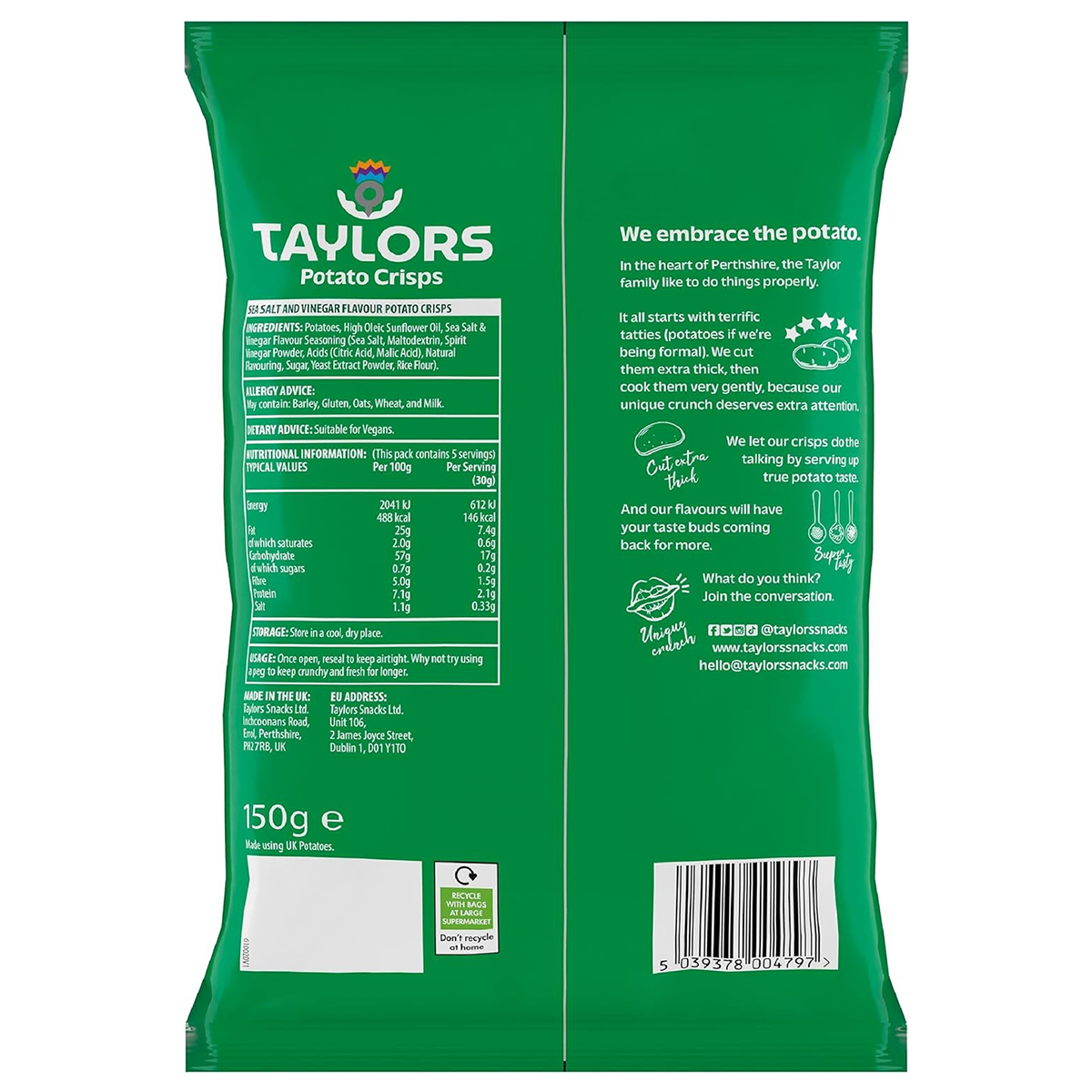 Taylors Sea Salt & Vinegar Flavour Potato Crisps