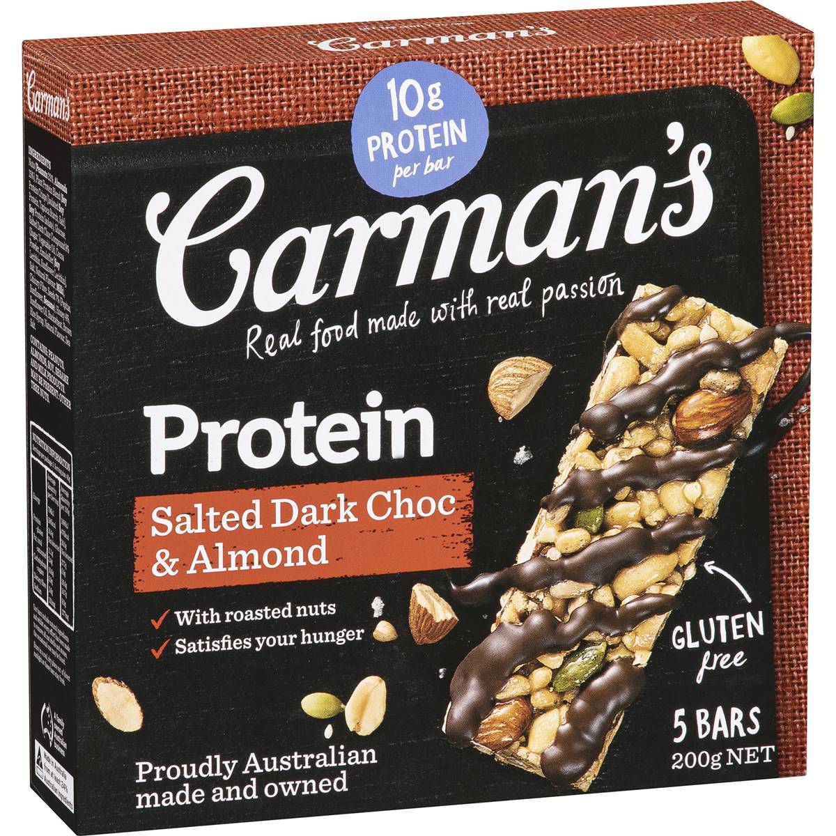 Carman's Salted Dark Choc & Almond Protein Bars