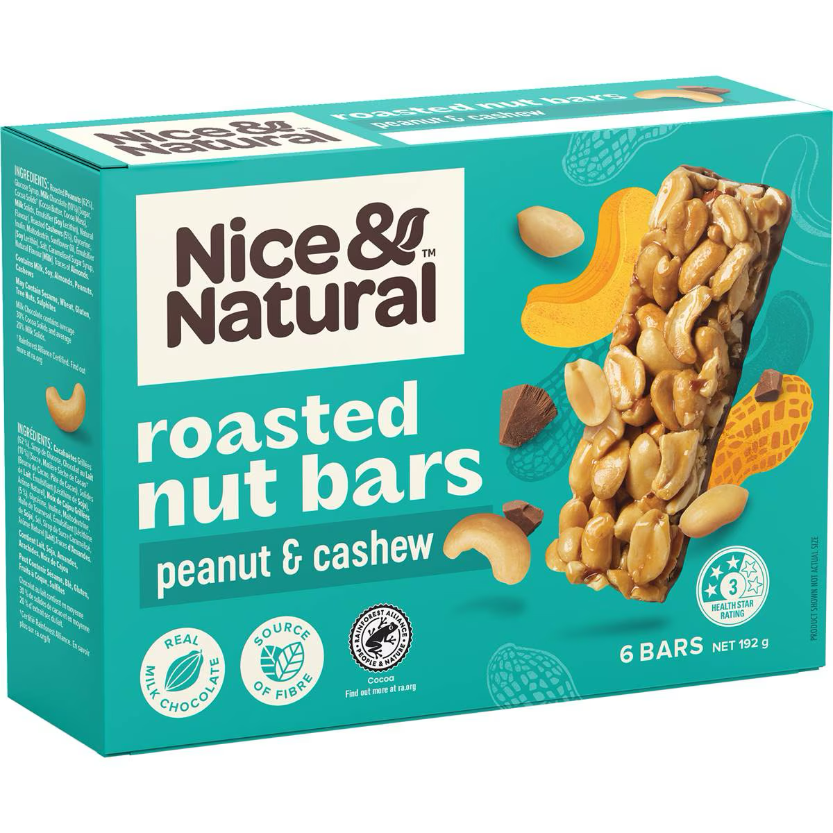 Nice & Natural Roasted Nut Bars Peanut And Cashew