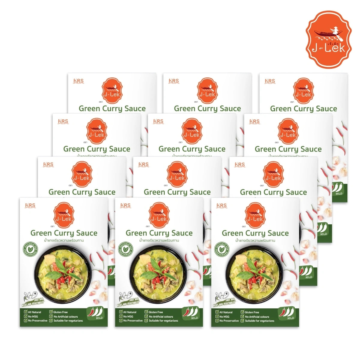 J-lek Jae Lek Ready-to-eat Green Curry Paste Packets 250g